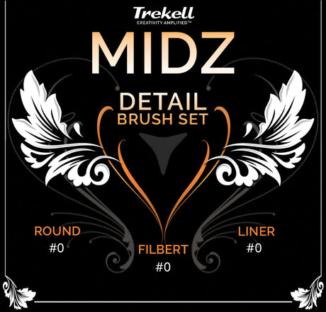 Trekell MIDZ Detail Brush Set - Synthetic Artist Brushes for Oil, Acrylic and Watercolor